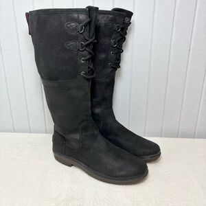 UGG Elsa Waterproof Fleece Lined Rain Black Lace Up Women's Boots Size‎ 10